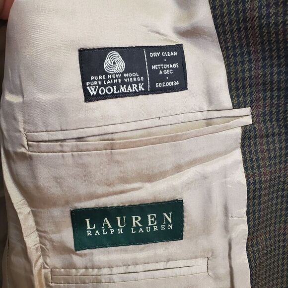 Ralph Lauren LRL Brown Houndstooth wool Mens Blazer Jacket Sports Coat Size 42L - Picture 10 of 11